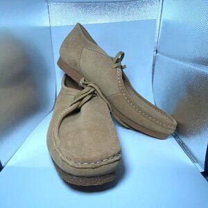 Clarks Mens Suede Shoes Tan Casual Comfort Sole Shacre II Like New Size 12